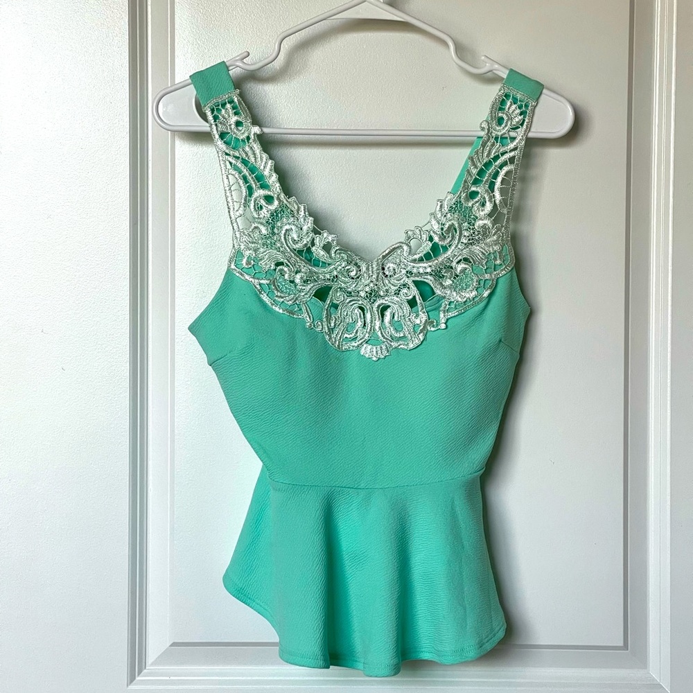 Turquoise Peplum Tank Top